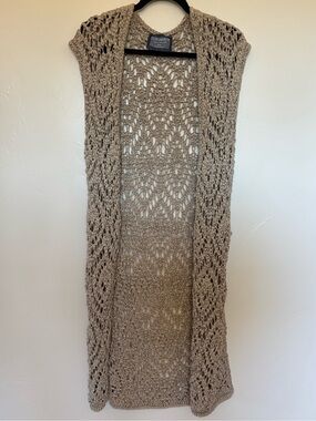 Elisa Cavaletti Daniela Dallavalle Crochet Long Vest Metallic Italy US 10 | A10